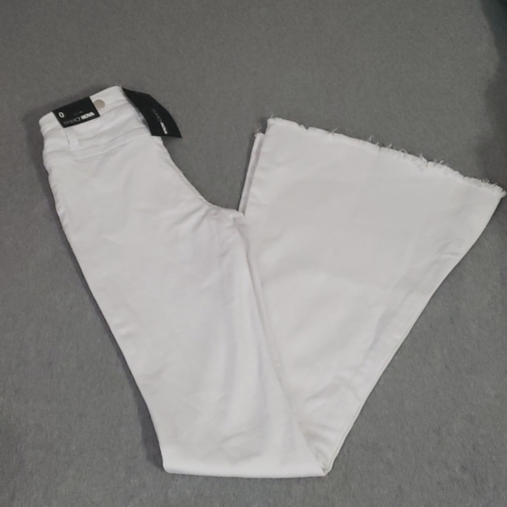White FashionNova Bell Bottom Jeans